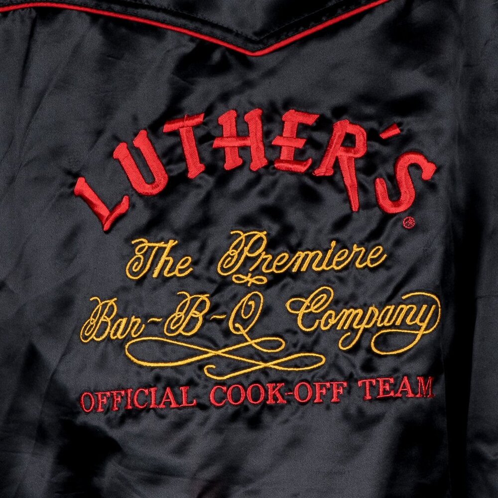 Luthers BARBQ Cook Off Team Bomber Jacket 2XL Texas Barbeque BBQ Satin Western - Picture 3 of 11